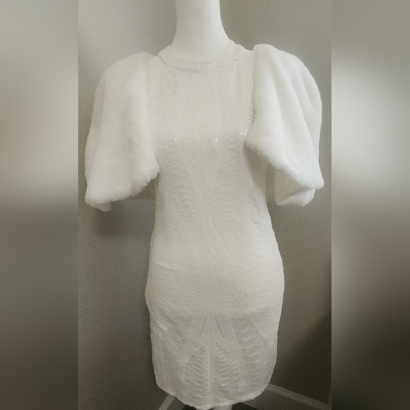 Bachelorette Bundle NWT Sequined Dress And Faux Fur Stole - Picture 2 of 11